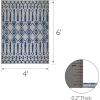Leick Home 594952 Cusp Gray with Blue Moroccan Pattern Indoor Outdoor Area Rug Rectangle 4’x6′