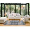 Leick Home 594994 Cusp Gray with Blue Moroccan Pattern Indoor Outdoor Area Rug Rectangle 7’10″x10′