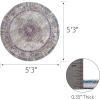 Leick Home 596106 Oryn Vintage Multicolor Medallion Boho Chic Living Room Bedroom Area Rug 5’3″ Round(Fuchsia/Tan)