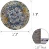 Leick Home 596106 Oryn Vintage Multicolor Medallion Boho Chic Living Room Bedroom Area Rug 5’3″ Round(Navy/Gold)