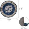 Leick Home 596106 Oryn Vintage Multicolor Medallion Boho Chic Living Room Bedroom Area Rug 5’3″ Round(Navy/Tan)