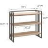 Leick Home 70008-WOGM Mixed Metal and Wood Slatted Bookshelf, White Oak/Gunmetal Gray