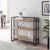Leick Home 70008-WOGM Mixed Metal and Wood Slatted Bookshelf, White Oak/Gunmetal Gray