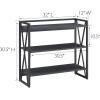 Leick Home 70009-BLKNK Mixed Metal and Wood X Design Bookshelf, Gray/Matte Black