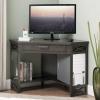 Leick Home 81430 Corner Computer/Writing Desk with Drawer and Shelf, Chocolate Oak(Smoke Gray)