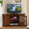 Leick Home 82285 Mission Corner TV Stand Made from Solid Wood, One Door and Adjustable Shelf, for 50″ TVs, Mission Oak(Medium Oak / Oil Rubbed Bronze)