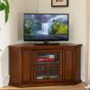 Leick Home 82285 Mission Corner TV Stand Made from Solid Wood, One Door and Adjustable Shelf, for 50″ TVs, Mission Oak(Medium Oak / Oil Rubbed Bronze)
