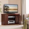 Leick Home 82285 Mission Corner TV Stand Made from Solid Wood, One Door and Adjustable Shelf, for 50″ TVs, Mission Oak(Mission Oak / Blackened)