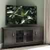 Leick Home 82285 Mission Corner TV Stand Made from Solid Wood, One Door and Adjustable Shelf, for 50″ TVs, Mission Oak(Riverstone / Pewter)