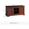 Leick Home 82360 Solid Wood Mission Oak Four Door TV Stand For 65″ TVs Universal TV Console Living Room Storage Shelves Entertainment Center, Mission Oak(Brown Cherry / Black)