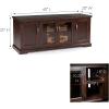 Leick Home 82360 Solid Wood Mission Oak Four Door TV Stand For 65″ TVs Universal TV Console Living Room Storage Shelves Entertainment Center, Mission Oak(Chocolate Cherry / Bronze)