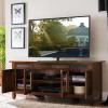 Leick Home 82360 Solid Wood Mission Oak Four Door TV Stand For 65″ TVs Universal TV Console Living Room Storage Shelves Entertainment Center, Mission Oak(Distressed Rustic Autumn)