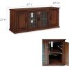 Leick Home 82360 Solid Wood Mission Oak Four Door TV Stand For 65″ TVs Universal TV Console Living Room Storage Shelves Entertainment Center, Mission Oak(Burnished Oak / Black)