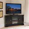 Leick Home 83385 Three Door Corner TV Stand with Cabinet Storage For 50″ TV’s, Black(Black)