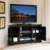 Leick Home 83385 Three Door Corner TV Stand with Cabinet Storage For 50″ TV’s, Black(Black)