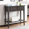 Leick Home Boa Console Table, Solid Wood, Bottom Display Shelf, Narrow Depth, Easy-Assembly, For Living Room/Hallway, Chocolate Cherry, 38.0 in. W x 14.0 in. D x 30.0 in. H, 10332(Smoke Gray / Matte Black)