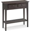 Leick Home Boa Console Table, Solid Wood, Bottom Display Shelf, Narrow Depth, Easy-Assembly, For Living Room/Hallway, Chocolate Cherry, 38.0 in. W x 14.0 in. D x 30.0 in. H, 10332(Smoke Gray / Matte Black)