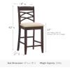 Leick Home Double Crossback Upholstered Counter Stool with Backrest, for Kitchen or Dining Area, Gray and Moss Green, 2 Pack, 10084GS/MH(Beige)
