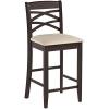 Leick Home Double Crossback Upholstered Counter Stool with Backrest, for Kitchen or Dining Area, Gray and Moss Green, 2 Pack, 10084GS/MH(Beige)