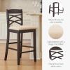 Leick Home Double Crossback Upholstered Counter Stool with Backrest, for Kitchen or Dining Area, Gray and Moss Green, 2 Pack, 10084GS/MH(Beige)