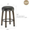 Leick Home Double Crossback Upholstered Counter Stool with Backrest, for Kitchen or Dining Area, Gray and Moss Green, 2 Pack, 10084GS/MH(Black)