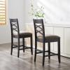 Leick Home Double Crossback Upholstered Counter Stool with Backrest, for Kitchen or Dining Area, Gray and Moss Green, 2 Pack, 10084GS/MH(Dapple Gray)
