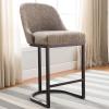 Leick Home Double Crossback Upholstered Counter Stool with Backrest, for Kitchen or Dining Area, Gray and Moss Green, 2 Pack, 10084GS/MH(Gray Linen)