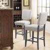 Leick Home Double Crossback Upholstered Counter Stool with Backrest, for Kitchen or Dining Area, Gray and Moss Green, 2 Pack, 10084GS/MH(Heather Gray)