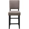 Leick Home Double Crossback Upholstered Counter Stool with Backrest, for Kitchen or Dining Area, Gray and Moss Green, 2 Pack, 10084GS/MH(Linen)