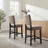 Leick Home Double Crossback Upholstered Counter Stool with Backrest, for Kitchen or Dining Area, Gray and Moss Green, 2 Pack, 10084GS/MH(Linen)