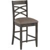 Leick Home Double Crossback Upholstered Counter Stool with Backrest, for Kitchen or Dining Area, Gray and Moss Green, 2 Pack, 10084GS/MH(Moss Heather)