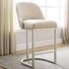 Leick Home Double Crossback Upholstered Counter Stool with Backrest, for Kitchen or Dining Area, Gray and Moss Green, 2 Pack, 10084GS/MH(Oatmeal Linen)