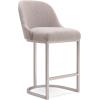 Leick Home Double Crossback Upholstered Counter Stool with Backrest, for Kitchen or Dining Area, Gray and Moss Green, 2 Pack, 10084GS/MH(Oatmeal Linen)