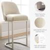 Leick Home Double Crossback Upholstered Counter Stool with Backrest, for Kitchen or Dining Area, Gray and Moss Green, 2 Pack, 10084GS/MH(Oatmeal Linen)
