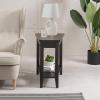 Leick Home Laurent End Table, Solid Wood, Wedge Shape, with Shelf, for Living Room and Small Spaces, Gray, 10502-GR(Black)