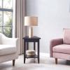 Leick Home Laurent End Table, Solid Wood, Wedge Shape, with Shelf, for Living Room and Small Spaces, Gray, 10502-GR(Black)