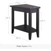 Leick Home Laurent End Table, Solid Wood, Wedge Shape, with Shelf, for Living Room and Small Spaces, Gray, 10502-GR(Black)