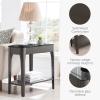 Leick Home Laurent End Table, Solid Wood, Wedge Shape, with Shelf, for Living Room and Small Spaces, Gray, 10502-GR(Burnished Smoke Gray)
