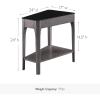 Leick Home Laurent End Table, Solid Wood, Wedge Shape, with Shelf, for Living Room and Small Spaces, Gray, 10502-GR(Burnished Smoke Gray)