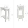 Leick Home Laurent End Table, Solid Wood, Wedge Shape, with Shelf, for Living Room and Small Spaces, Gray, 10502-GR(Farm House White)