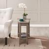 Leick Home Laurent End Table, Solid Wood, Wedge Shape, with Shelf, for Living Room and Small Spaces, Gray, 10502-GR(Grey)