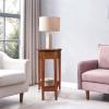 Leick Home Laurent End Table, Solid Wood, Wedge Shape, with Shelf, for Living Room and Small Spaces, Gray, 10502-GR(Medium Oak)