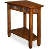 Leick Home Laurent End Table, Solid Wood, Wedge Shape, with Shelf, for Living Room and Small Spaces, Gray, 10502-GR(Rustic Oak)