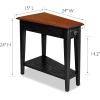 Leick Home Laurent End Table, Solid Wood, Wedge Shape, with Shelf, for Living Room and Small Spaces, Gray, 10502-GR(Slate)