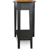 Leick Home Laurent End Table, Solid Wood, Wedge Shape, with Shelf, for Living Room and Small Spaces, Gray, 10502-GR(Slate)