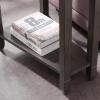 Leick Home Laurent End Table, Solid Wood, Wedge Shape, with Shelf, for Living Room and Small Spaces, Gray, 10502-GR(Smoke Gray / Black Slate)