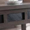 Leick Home Laurent End Table, Solid Wood, Wedge Shape, with Shelf, for Living Room and Small Spaces, Gray, 10502-GR(Smoke Gray / Black Slate)