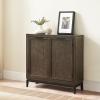 Leick Home Mission Hall Console Table, Solid Wood, 2-Door Storage with 1 Interior Shelf, Slim Profile, Easy Assembly, Russet Brown, 30 in L x 11 in D x 30 in H, Small Entryway Cabinet, 10001-RS(Smoke Gray)