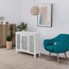 Leick Home Mission Hall Console Table, Solid Wood, 2-Door Storage with 1 Interior Shelf, Slim Profile, Easy Assembly, Russet Brown, 30 in L x 11 in D x 30 in H, Small Entryway Cabinet, 10001-RS(Weathered White)