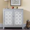 Leick Home Mission Hall Console Table, Solid Wood, 2-Door Storage with 1 Interior Shelf, Slim Profile, Easy Assembly, Russet Brown, 30 in L x 11 in D x 30 in H, Small Entryway Cabinet, 10001-RS(Silver Leaf)